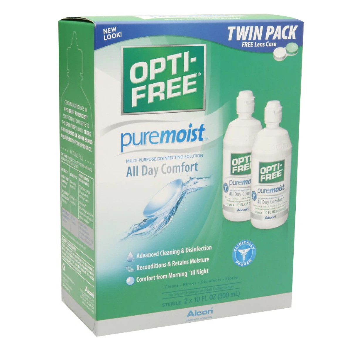 Opti-Free Multi Purpose Disinfection Solution, Puremoist, Twin Pack