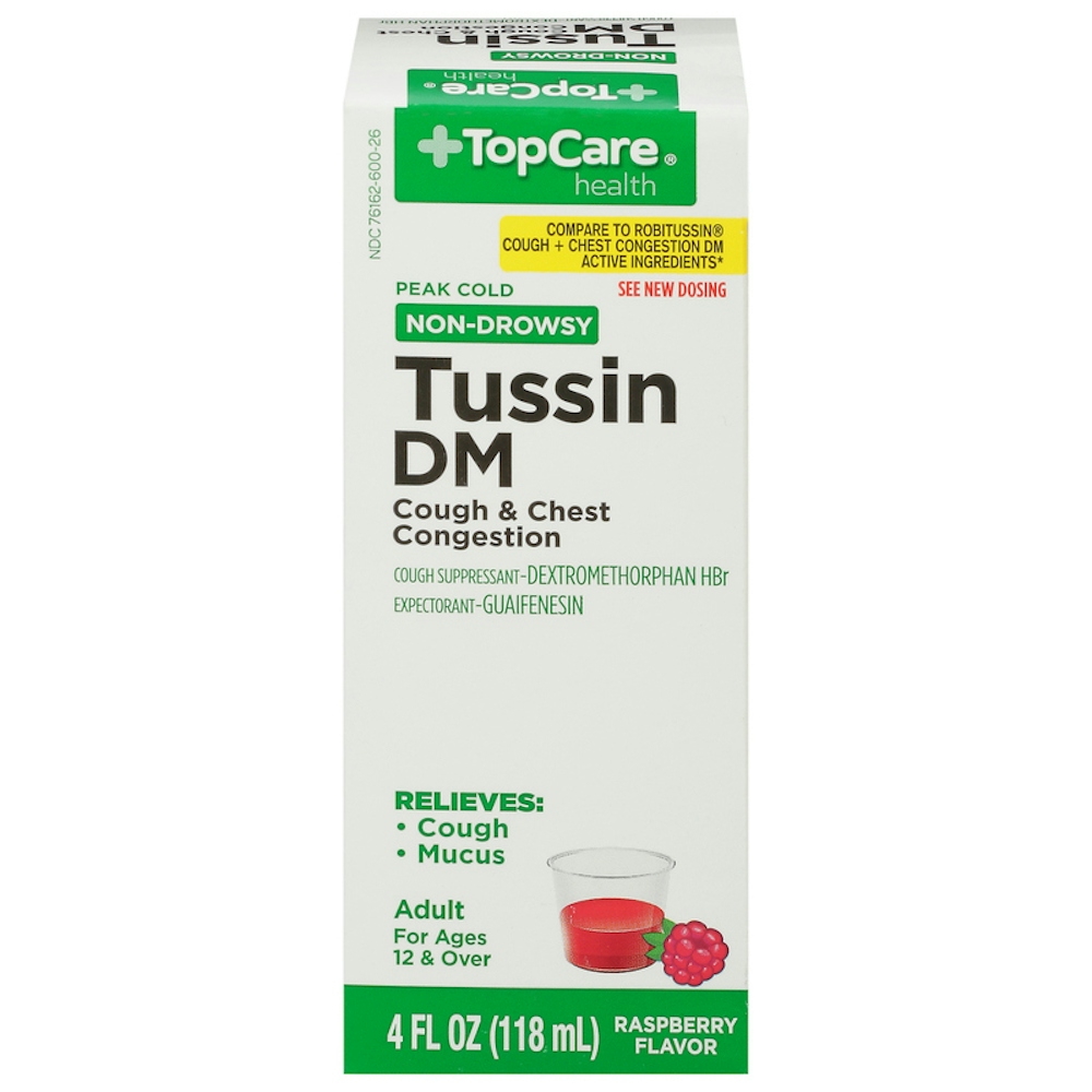 TopCare Tussin DM Non‑Drowsy Raspberry Liquid 4 fl oz