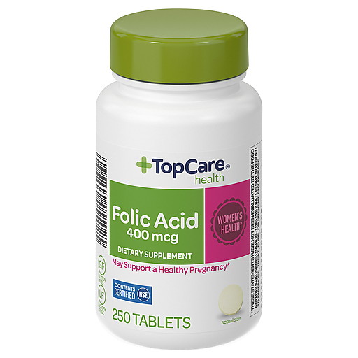 TopCare Health Folic Acid Tablets 400 mcg, 250 ct