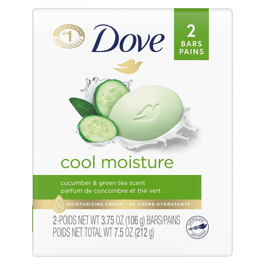 Dove Beauty Bar Soap Cool Moisture Cucumber & Green Tea Scent, 3.75 Ounce