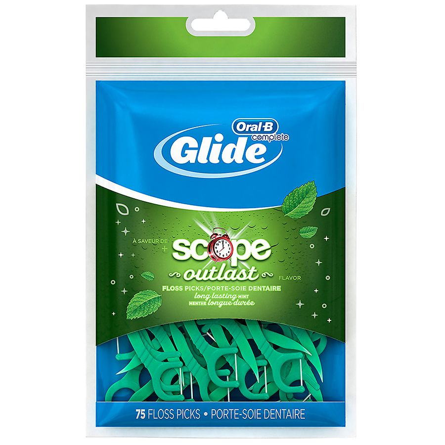 Oral-B Glide Complete Dental Floss Picks, Scope Outlast, Mint