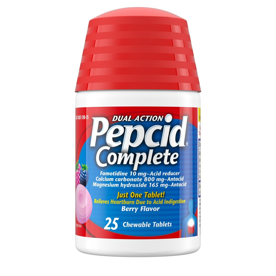 Pepcid Complete Dual Action Chewable Tablets Berry Flavor Acid Reducer/Antacid
