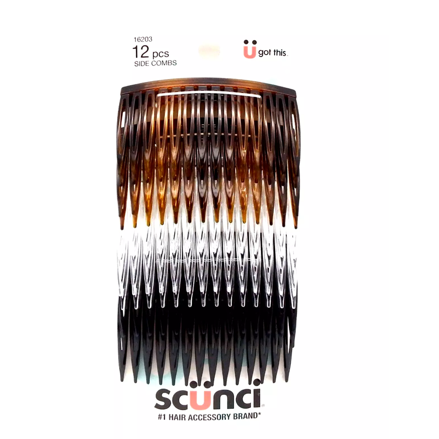 Scunci Effortless Beauty Side Hair Combs, Assorted Colors, 12-Pcs