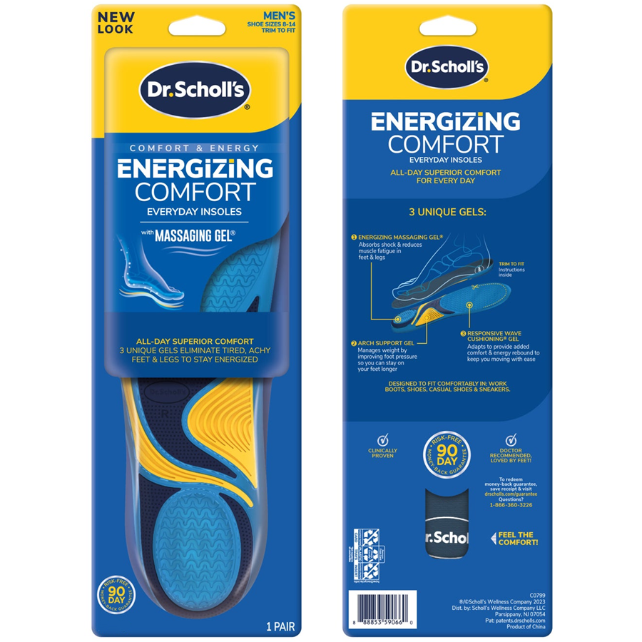 Dr. Scholl's Comfort & Energy Massaging Gel Advanced Shoe Insoles For Women - Size 6-10