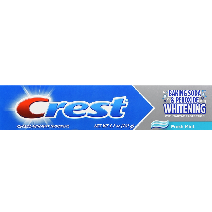 Crest Baking Soda And Peroxide Whitening Fluoride Toothpaste With Tartar Protection, Fresh Mint, 5.7 OZ