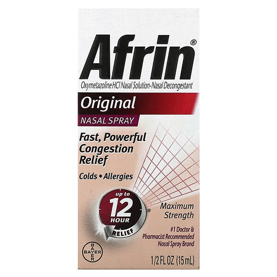 Afrin Original Nasal Spray Maximum Strength Decongestant 0.5 Fl Oz