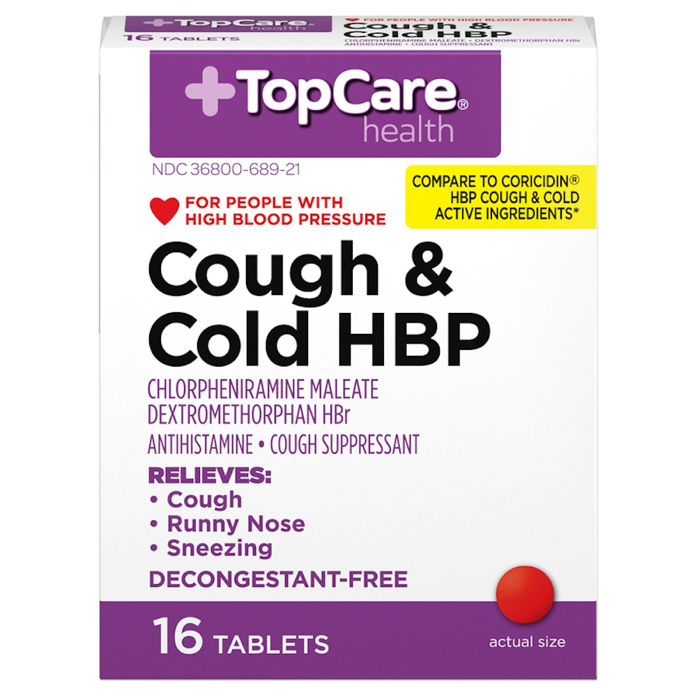 TopCare Cough & Cold HBP Tablets 16 ct