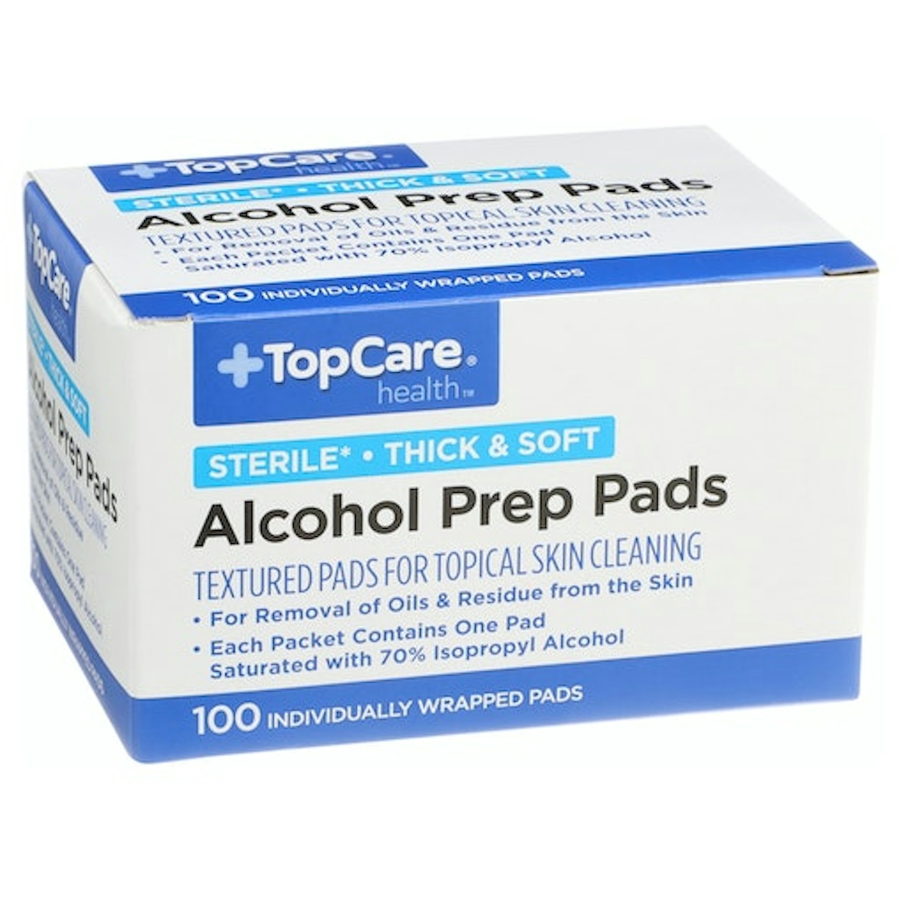 TopCare Health Thick & Soft Alcohol Prep Pads, 100 ct