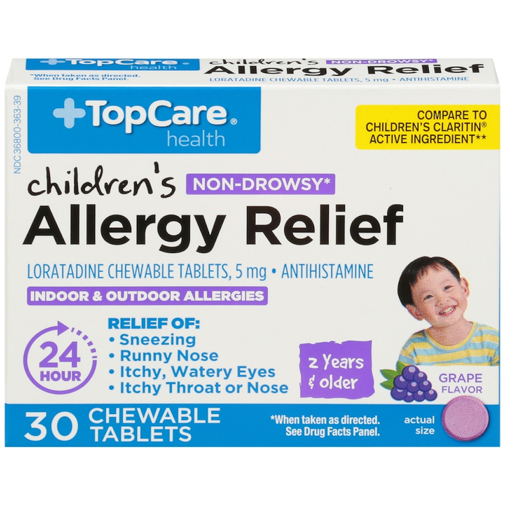 TopCare Children’s Allergy Relief Loratadine Chewable Tablets Grape 30 ct
