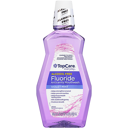 TopCare Alcohol Free Fluoride Anticavity Mouthwash Violet Mint 33.8 fl oz