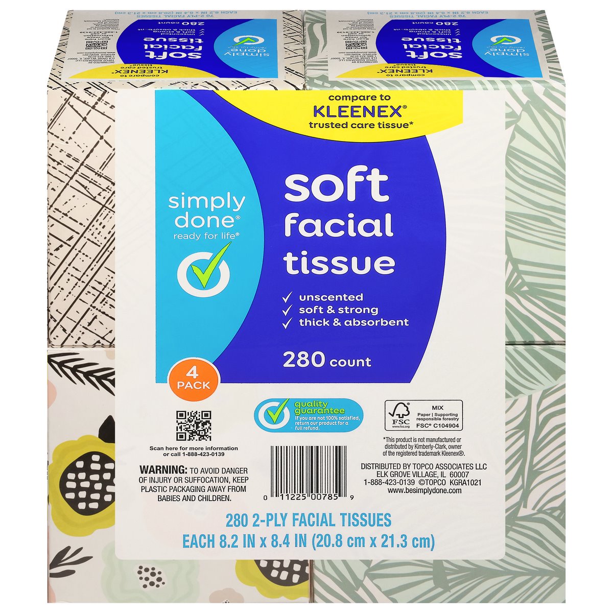 Simply Done Soft Facial Tissues 2 Ply 4 Pack Cube 280 Tissues