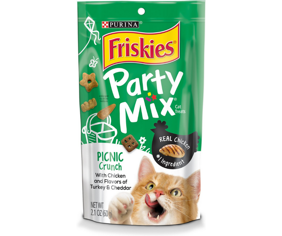 Friskies Purina Made In USA Facilities Cat Treats, Party Mix Picnic Crunch - 2.1 Oz. Pouch