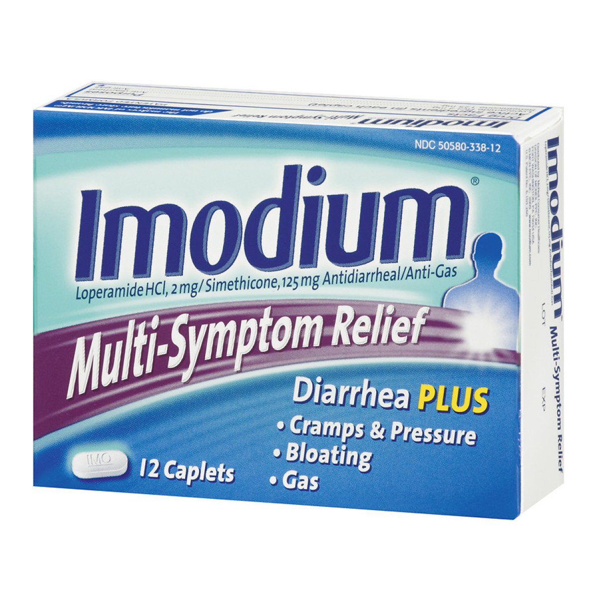 Imodium Multi Symptom Relief Caplets With Loperamide Hydrochloride And Simethicone, Anti Diarrheal Medicine For Treatment Of Diarrhea, Gas, Bloating, Cramps & Pressure, 12 Ct
