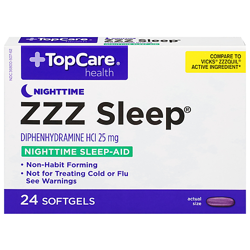 TopCare Nighttime Sleep Aid Softgels 25 mg, 24 ct