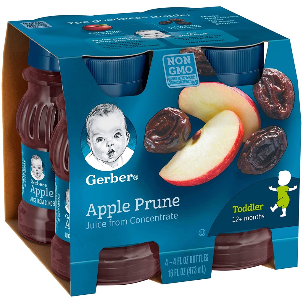 Gerber Apple Prune 100% Juice, Toddler 12+ Months, 4 Fl Oz