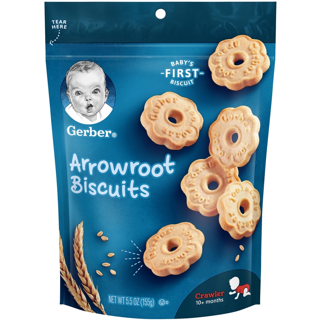 Gerber Snacks For Baby, Arrowroot Biscuits, 10+ Months, 5.5 Oz (155 G)