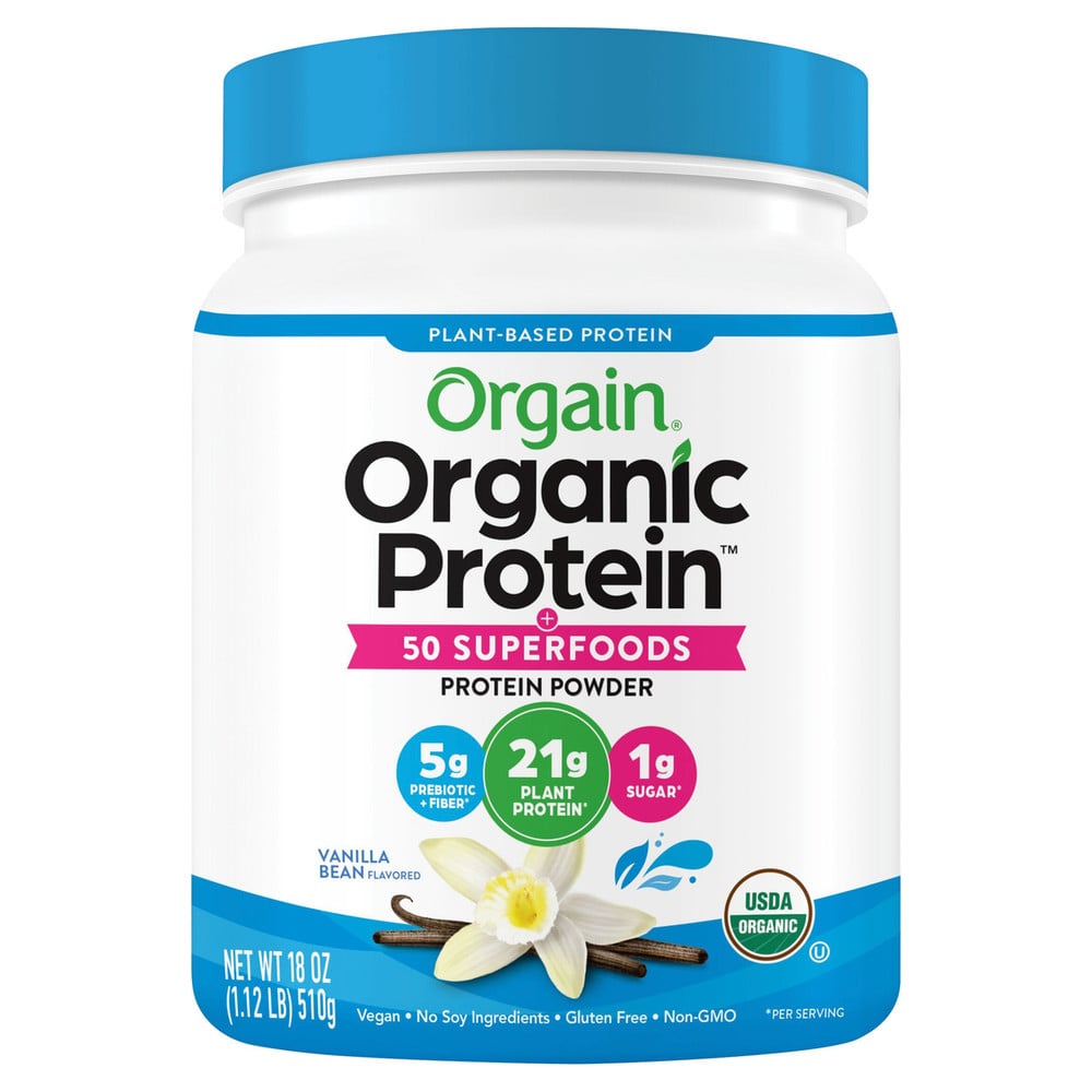 Orgain Organic Protein & Superfoods Powder, Plant Based, Vanilla Bean, 1.12 Lb (510 G)