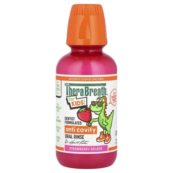TheraBreath For Kids! Anti Cavity Oral Rinse - Strawberry Splash, 10oz
