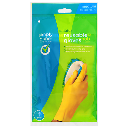 Simply Done Gloves Reusable Latex Medium 1 Pair