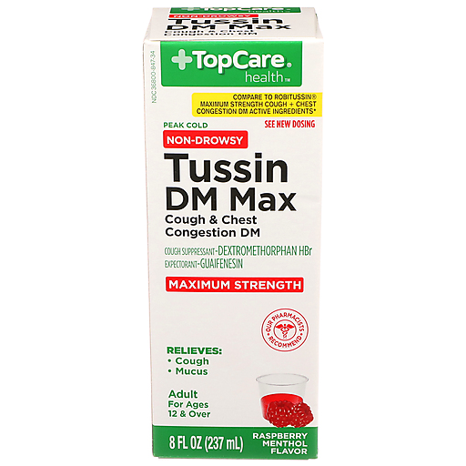 TopCare Tussin DM Max Maximum Strength Raspberry Menthol Liquid 8 fl oz