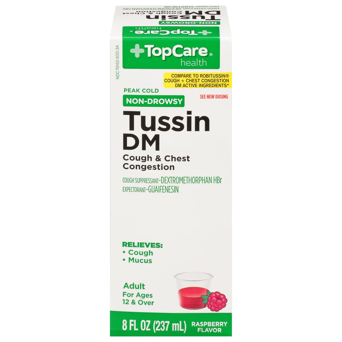 TopCare Tussin DM Non‑Drowsy Raspberry Liquid 8 fl oz