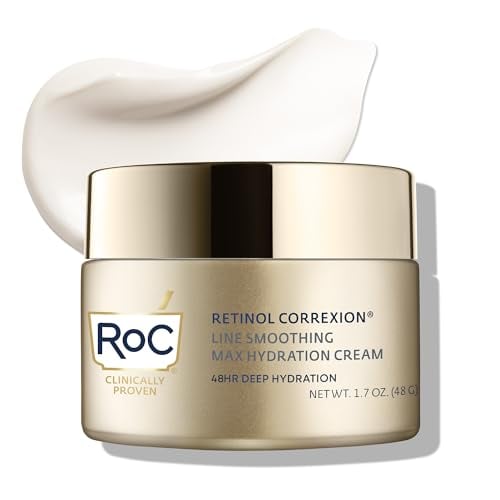 RoC Retinol Correxion Max Daily Hydration Anti-Aging Face Moisturizer With Hyaluronic Acid, Oil Free Skin Care Cream For Fine Lines, Dark Spots, Post-Acne Scars, 1.7 Ounces (Packaging May Vary)