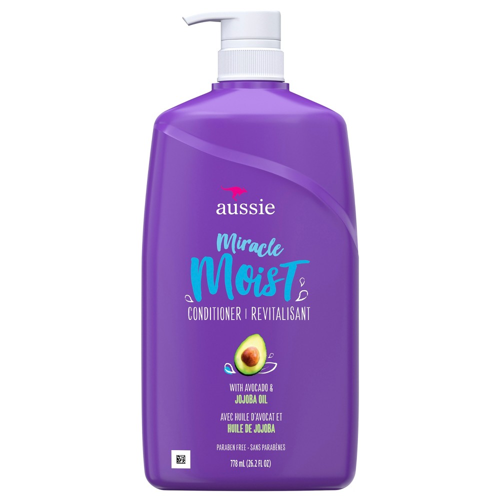 Aussie Miracle Moist With Avocado & Jojoba Oil, Paraben Free Conditioner, 26.2 Fl Oz