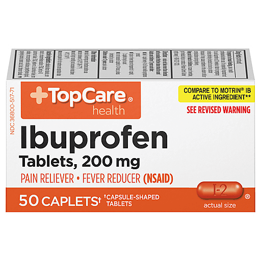 TopCare Ibuprofen Pain Reliever Tablets 200 mg, 50 ct