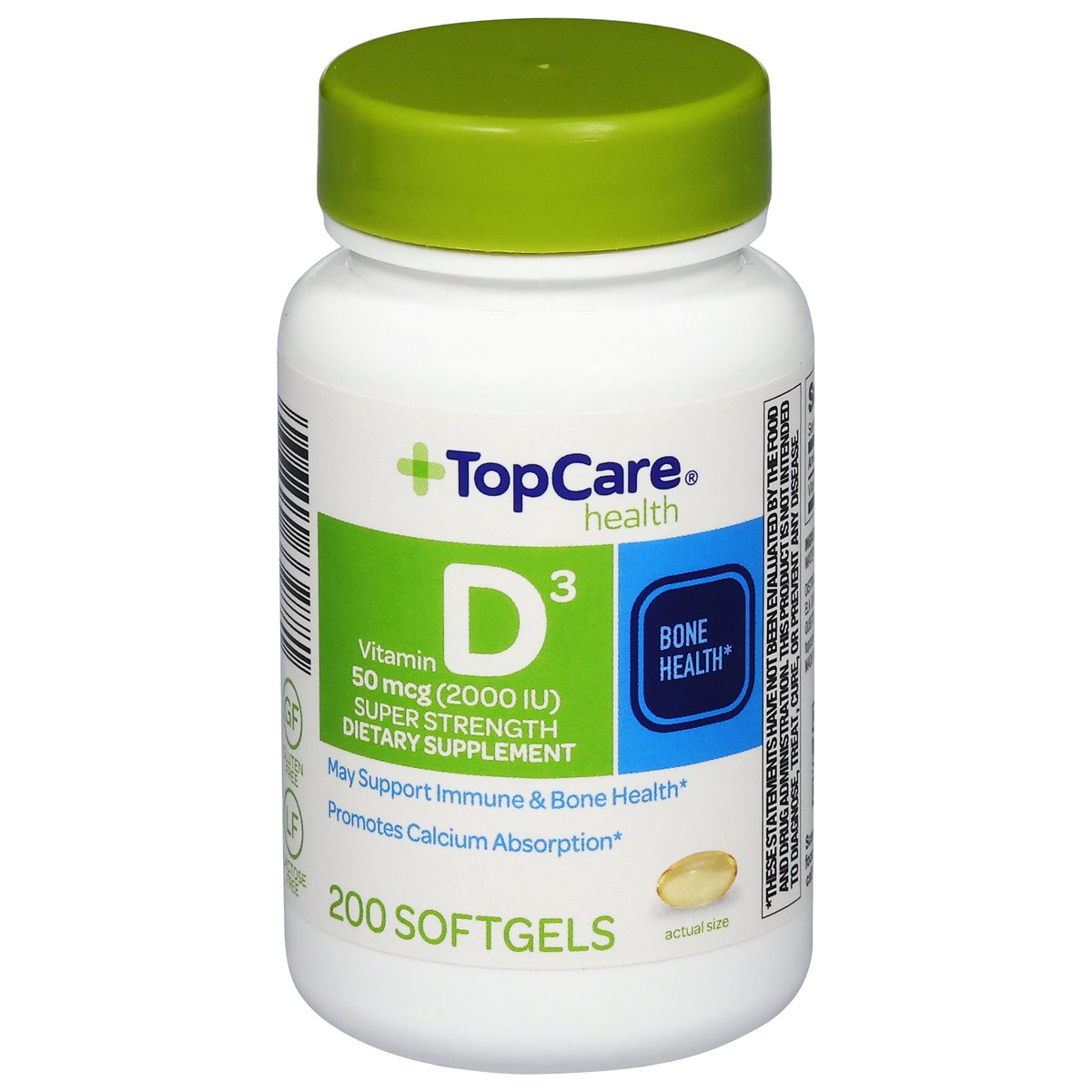 TopCare Health 50 Mcg Super Strength Vitamin D3 200 Softgels