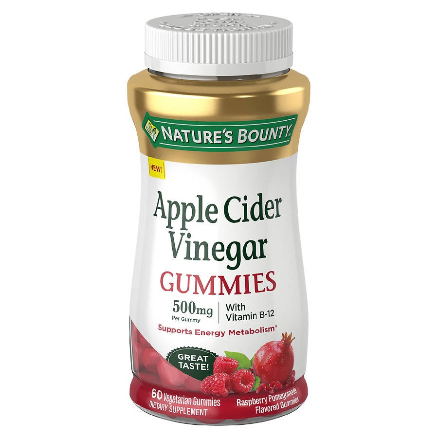 Nature's Bounty Apple Cider Vinegar, 500 Mg, Vegetarian Gummies, Raspberry Pomegranate