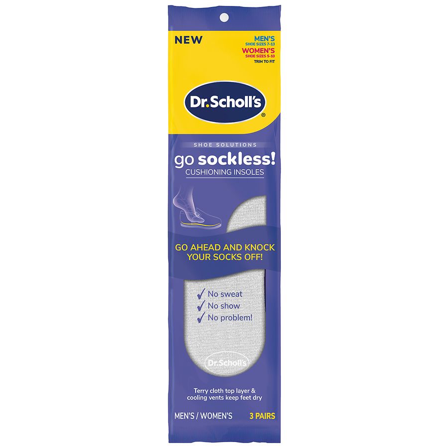 Dr. Scholl's Go Sockless Cushioning Insoles, 3 Pairs, Trim To Fit