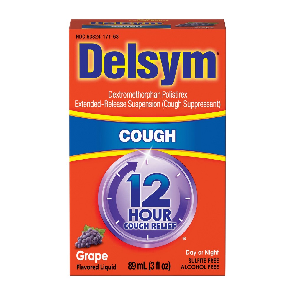 Delsym Cough Relief, 12 Hour, Liquid, Grape Flavored 89 Ml