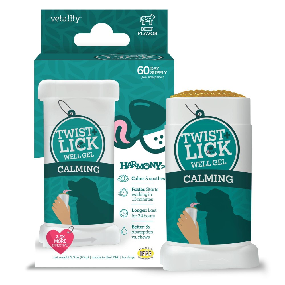 Vetality Twist & Lick Beef Flavor Calming Vitamin Supplement For Dogs - 2.3oz/65ct