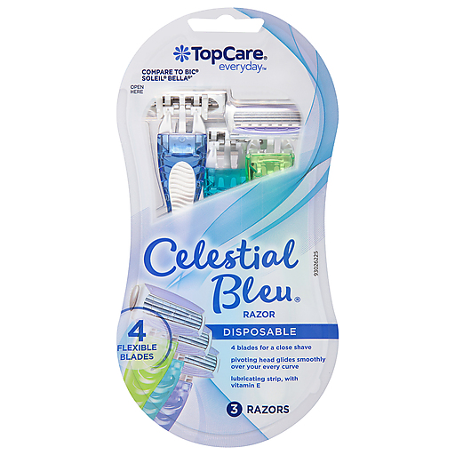 TopCare Celestial Bleu 4‑Blade Disposable Razors, 3 ct