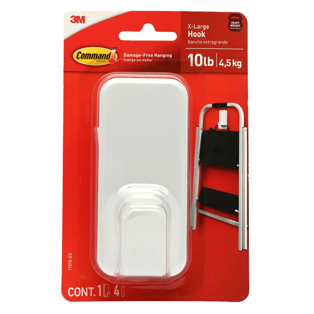 Command 10 Lb. Xl Hook, White, 1-pk