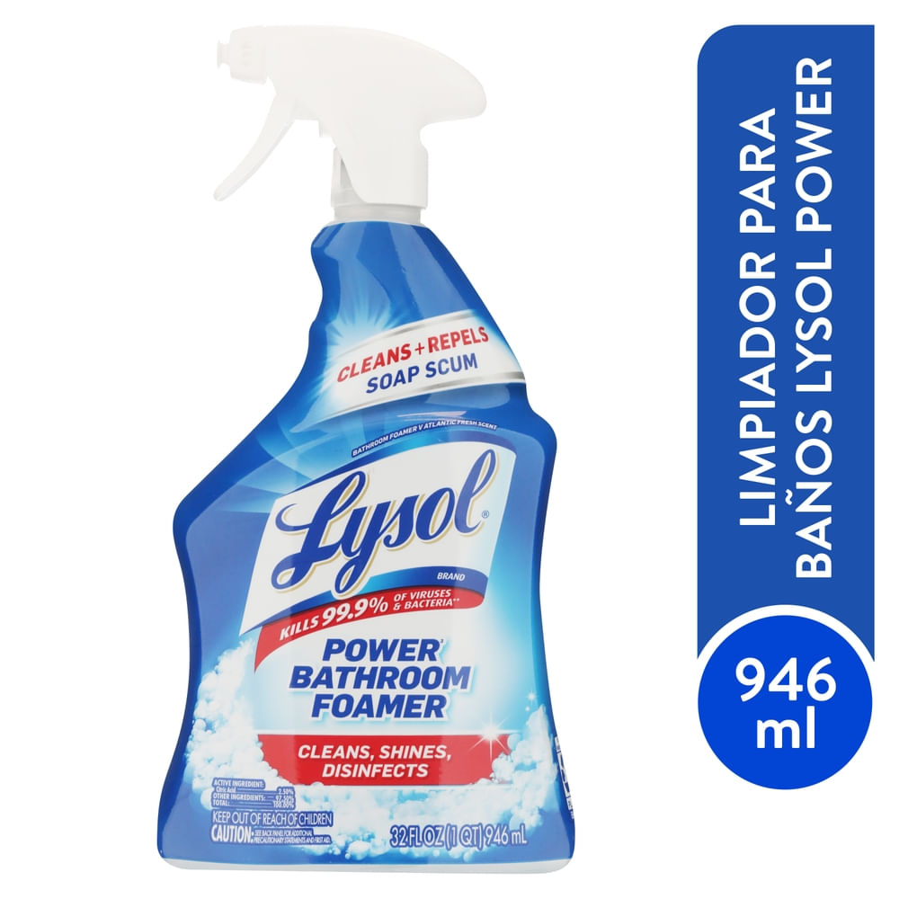 Lysol Brand Disinfectant Power Bathroom Foamer, Liquid, Atlantic Fresh Scent, 32 Oz Spray Bottle, 12/Carton
