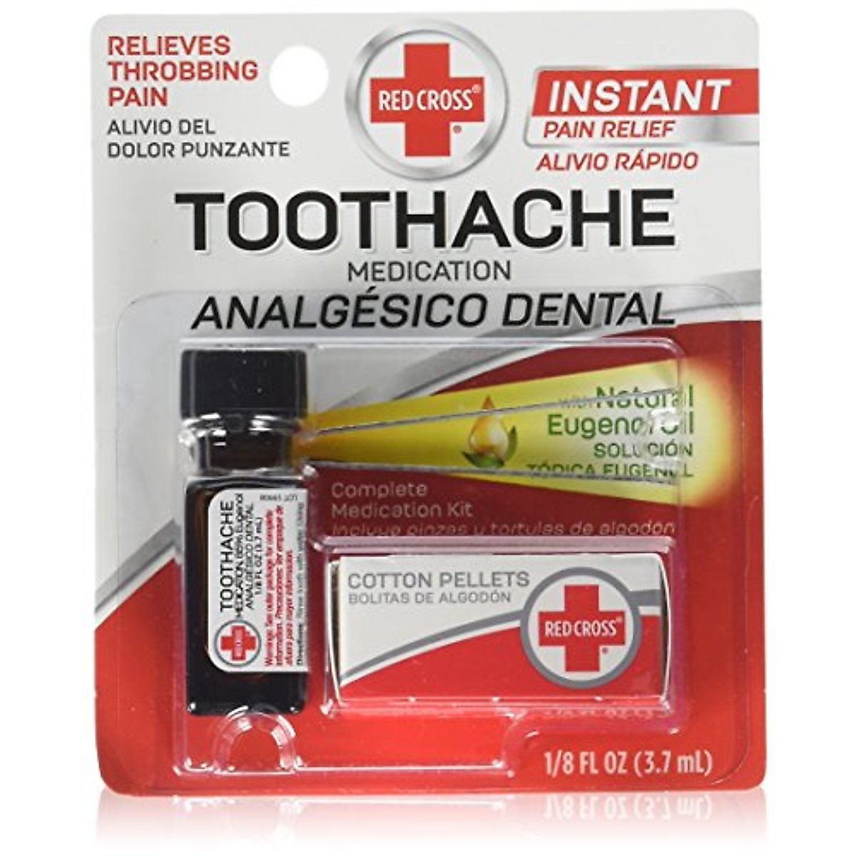 Red Cross Toothache Medication Kit ~ Instant Pain Relief ~ Eugenol Oil
