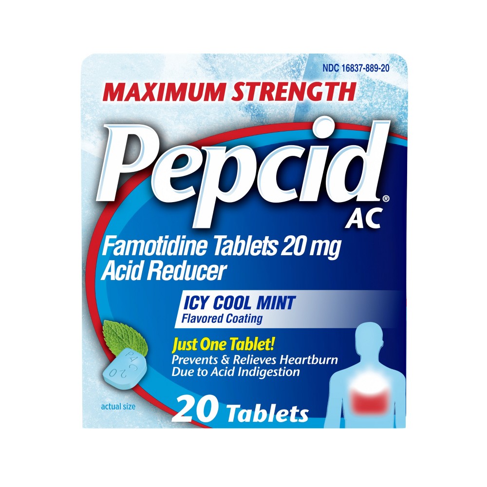 Pepcid Acid Reducer, Maximum Strength, 20 Mg, Icy Cool Mint, Tablets