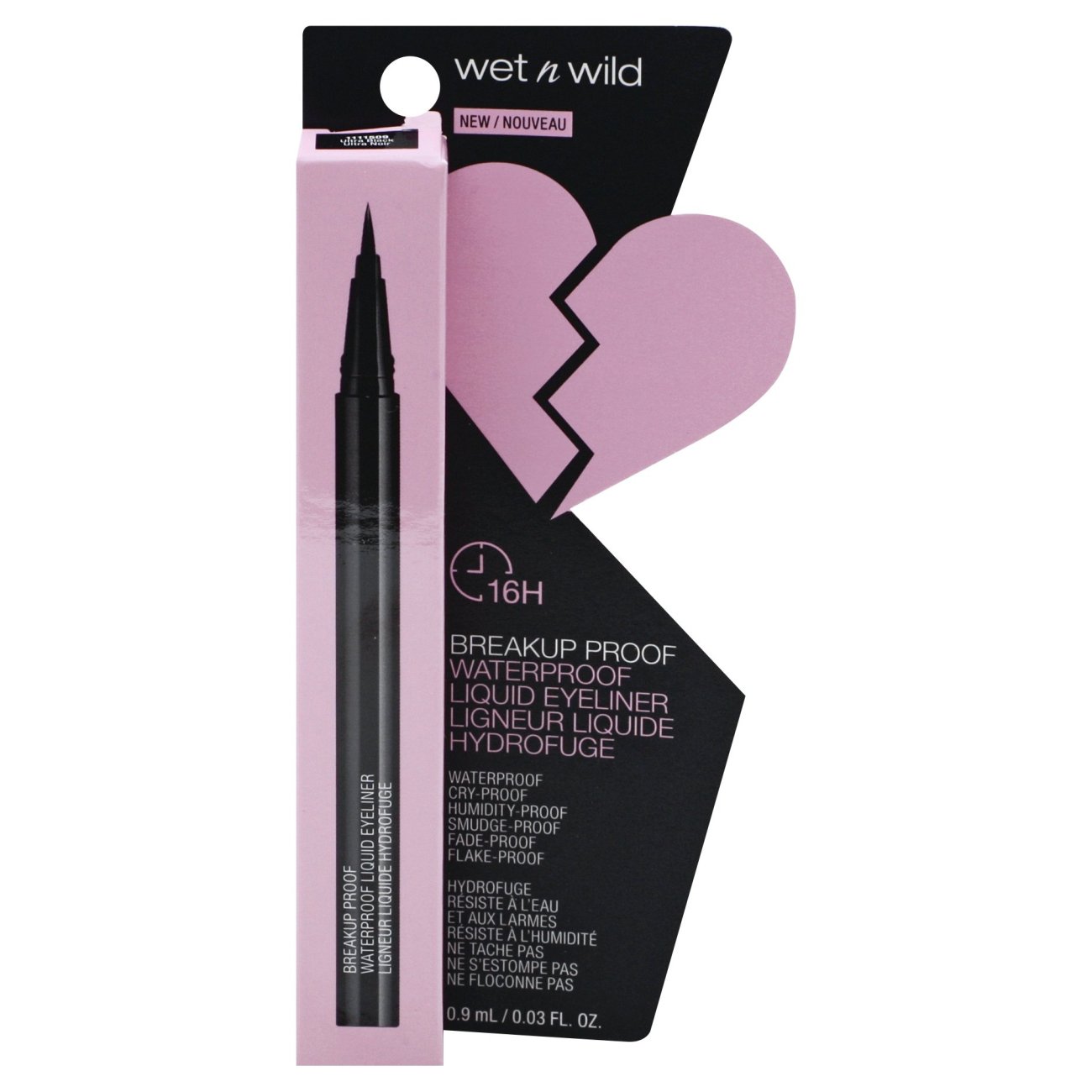 Wet N Wild 1111509 Ultra Black Breakup Proof Waterproof Liquid Eyeliner - 0.9 Ml