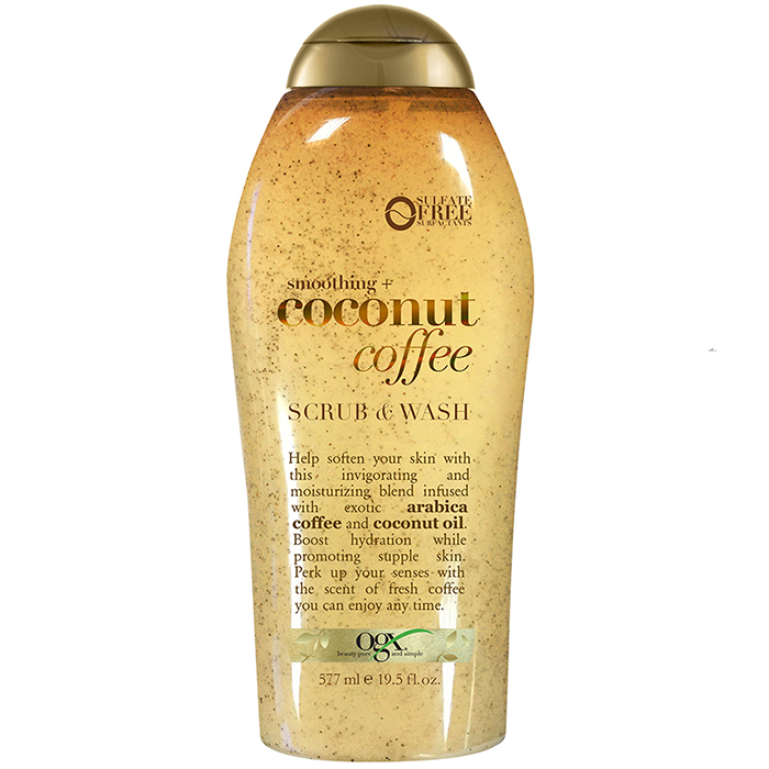 OGX Smoothing + Coconut Coffee Body Scrub & Wash, 19.5 Ounce