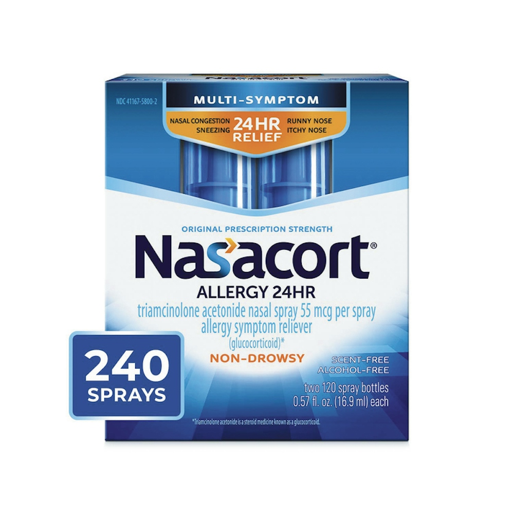 Nasacort Allergy 24HR Nasal Spray For Adults Non-Drowsy Alcohol-Free 120 Sprays 0-57 Fl- Oz- 2pk