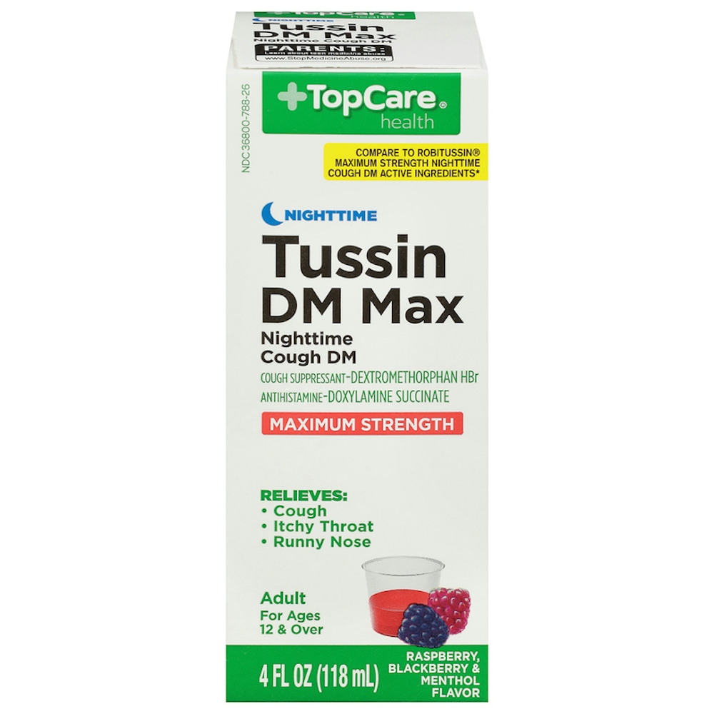 TopCare Tussin DM Max Maximum Strength Nighttime Raspberry Blackberry & Menthol Liquid 4 fl oz