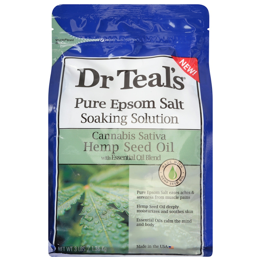 Dr Teal's Soaking Solution, Pure Epsom Salt, Cannabis Sativa Hemp Seed Oil 3 Lb