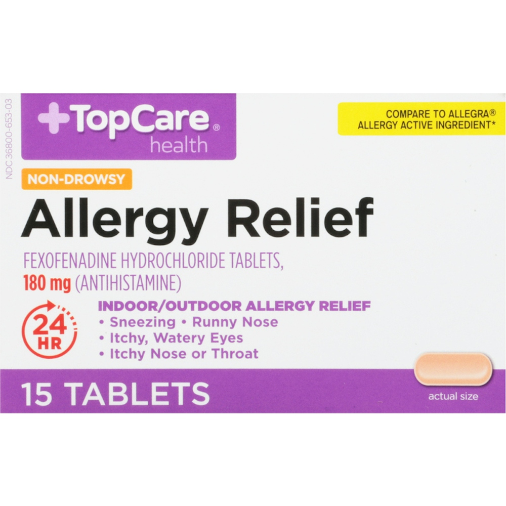 TopCare Allergy Relief Fexofenadine Tablets 180 mg 15 ct