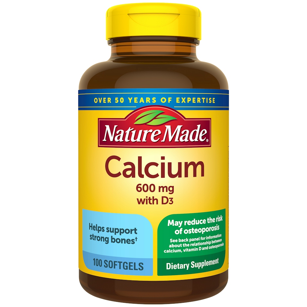 Nature Made Calcium 600 Mg With Vitamin D3 For Immune Support, Tablets, 100 Count, Helps Support Bone Strength
