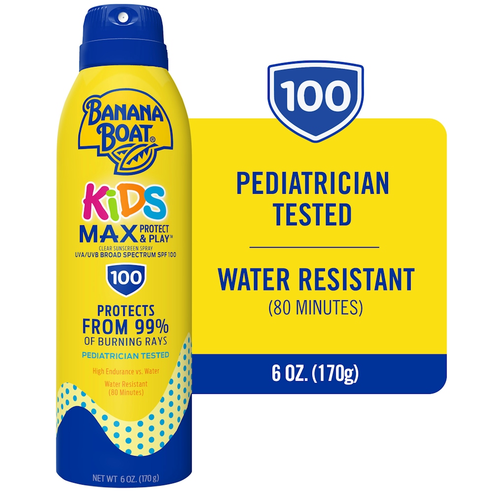 Banana Boat Kids Max Protect and Play Clear Spray Sunscreen SPF 100 6 oz