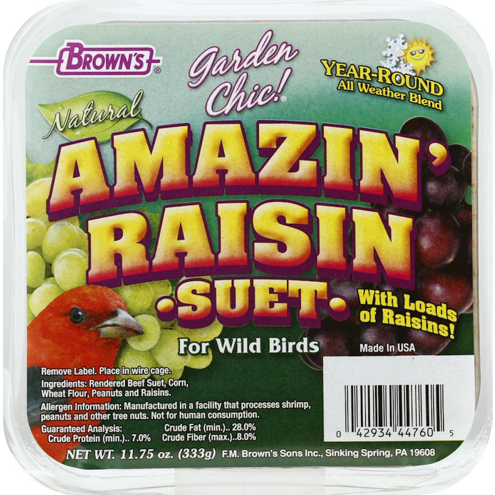 Brown's Garden Chic! Amazin Raisin Suet, Natural, For Wild Birds