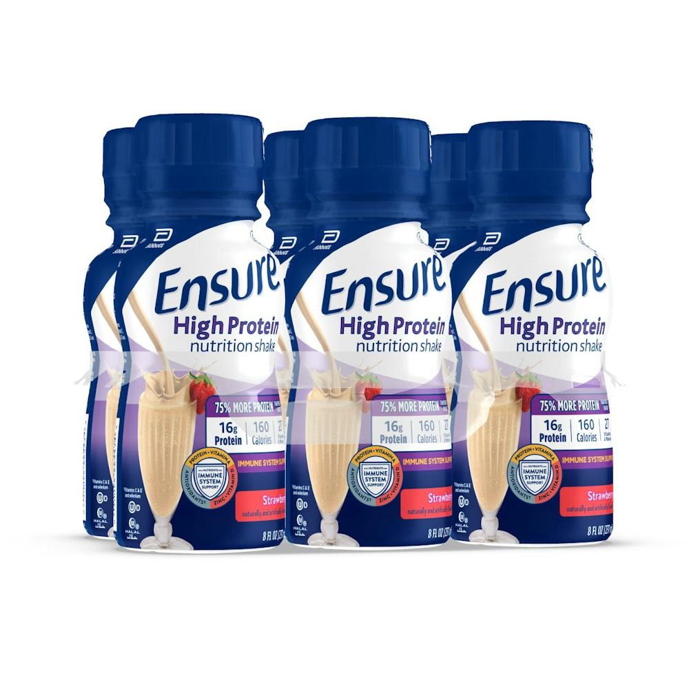 Ensure High Protein Nutrition Shake, Strawberry, 8 fl oz, 6 Count