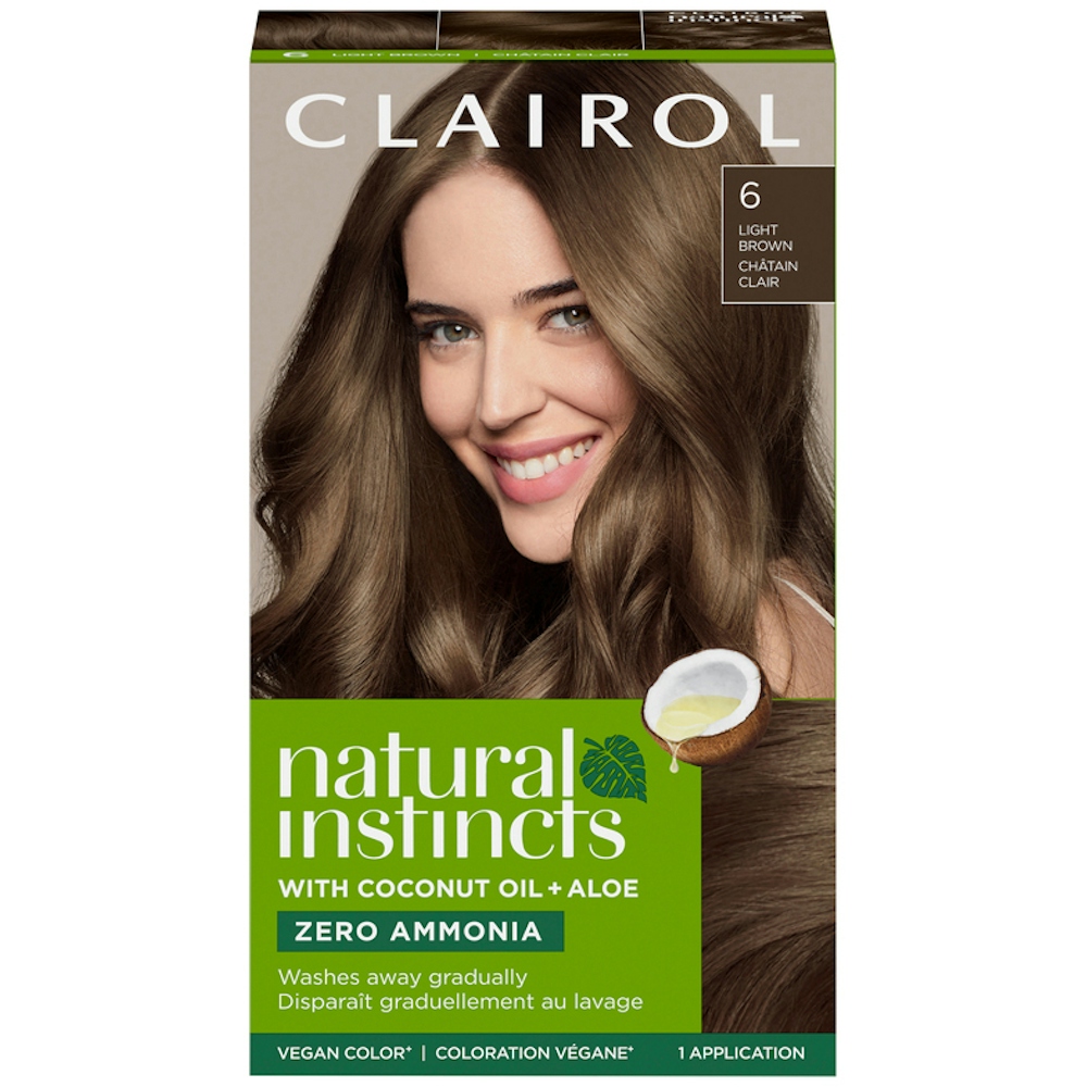 Natural Instincts Clairol Demi-Permanent Hair Color 6 Light Brown, 0% Ammonia, Vegan Formula