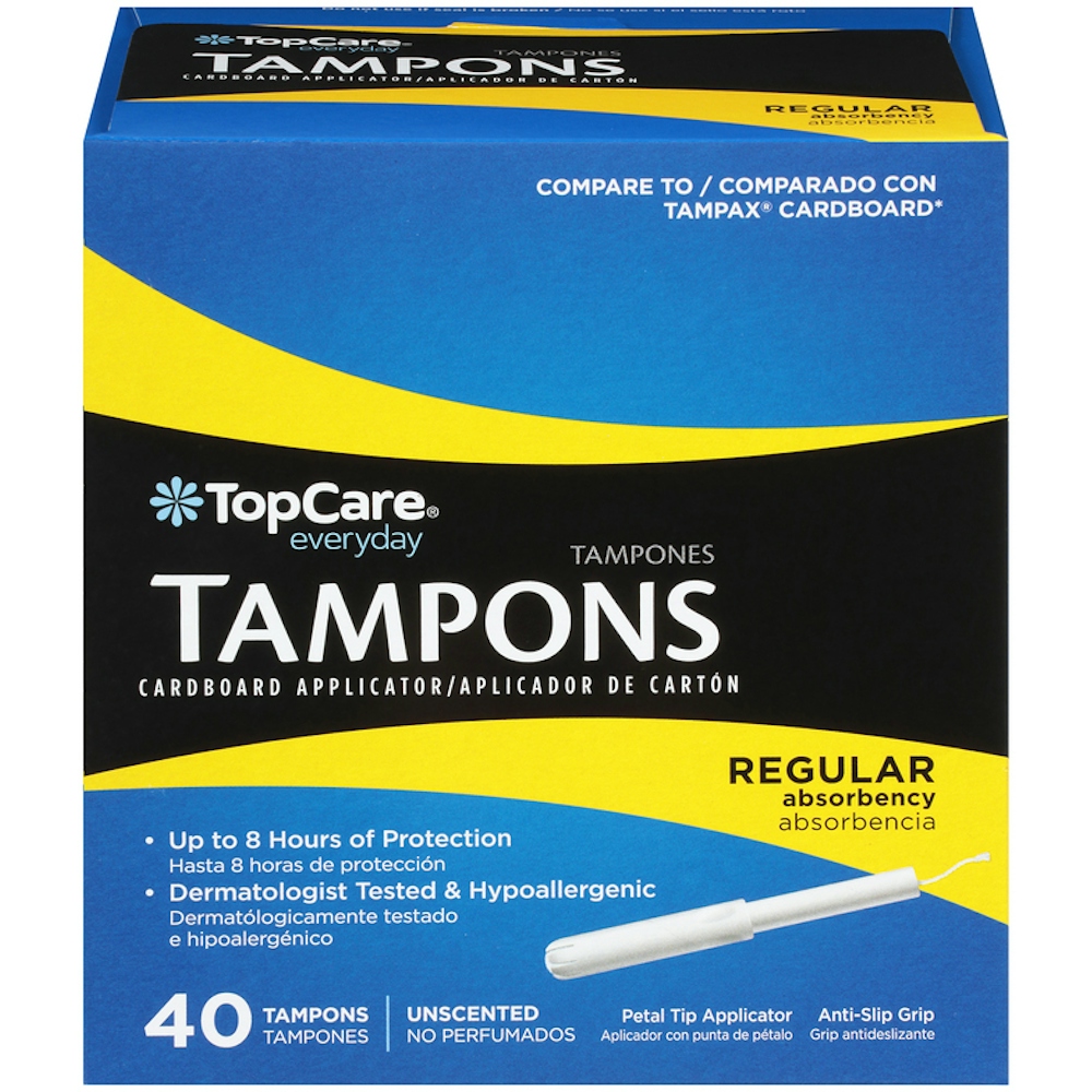 TopCare Tampons with Cardboard Applicator, Regular Absorbency, Unscented, 40 ct